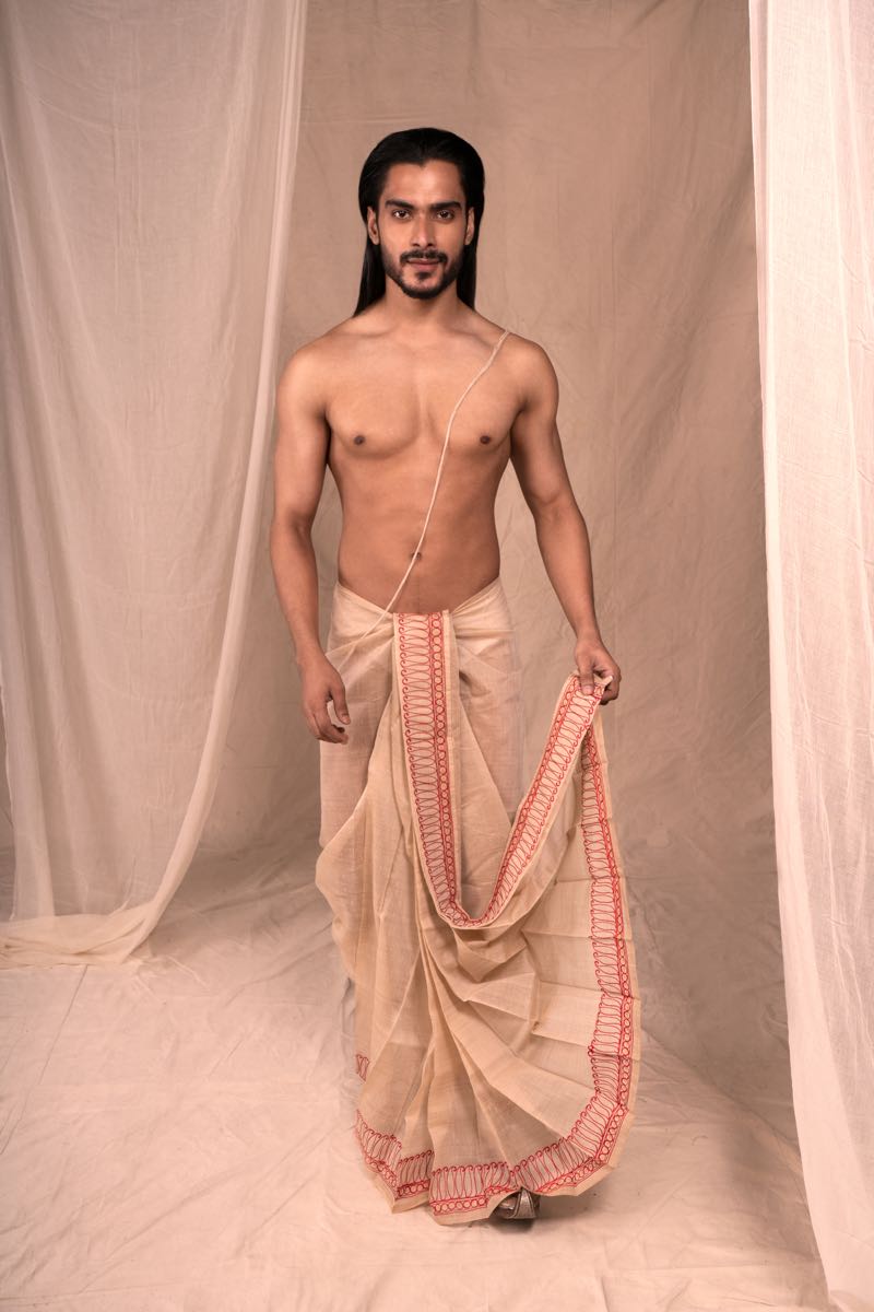 Chanderi Dhoti with Ari Embroidery