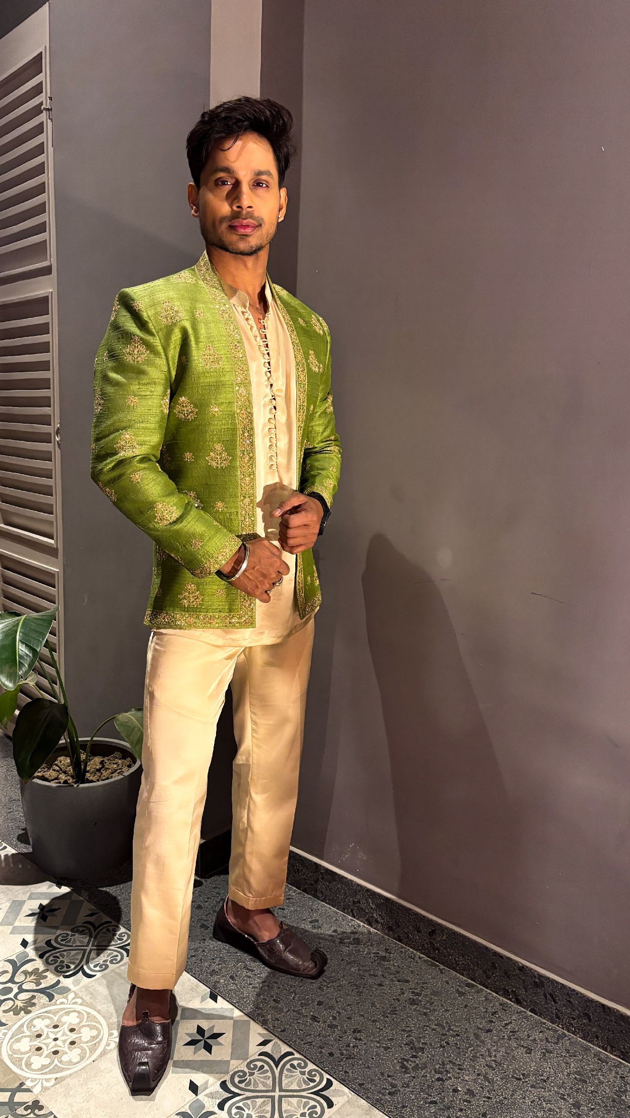 Hand Embroidered Raw Silk Blazer