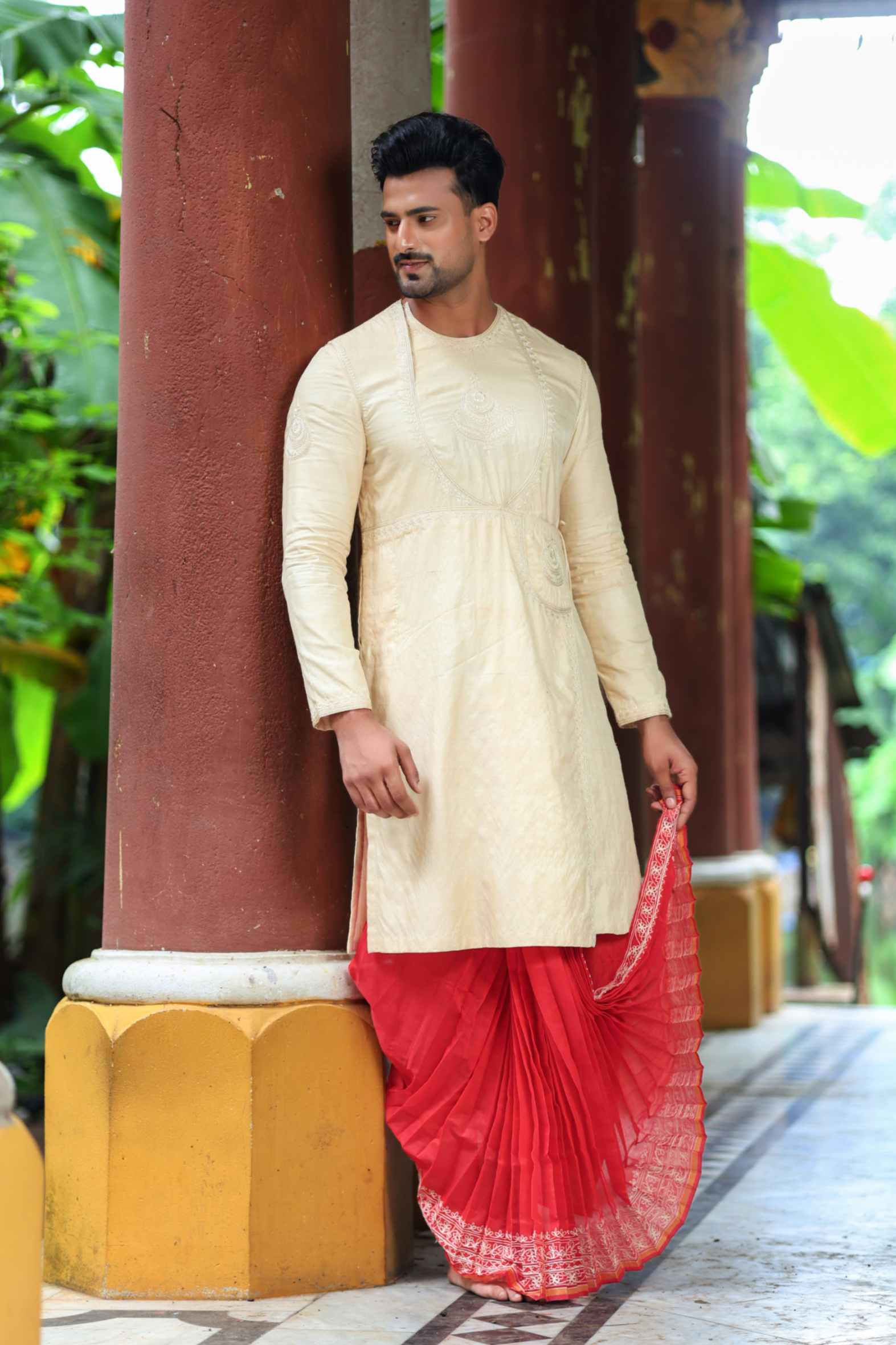 Tussar Angarakha Style Kurta